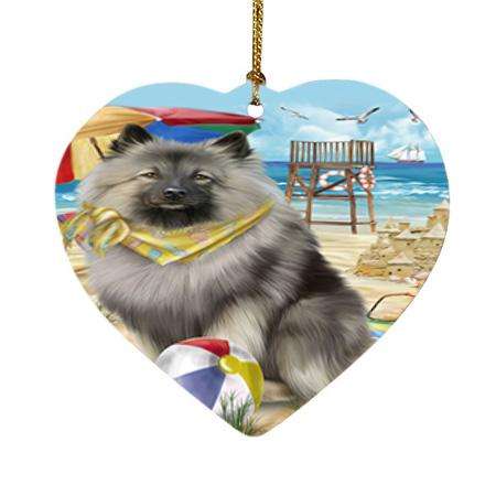 Pet Friendly Beach Keeshond Dog Heart Christmas Ornament HPOR51585