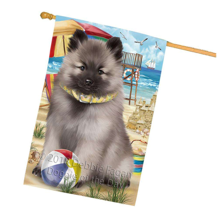 Pet Friendly Beach Keeshond Dog House Flag FLG51714