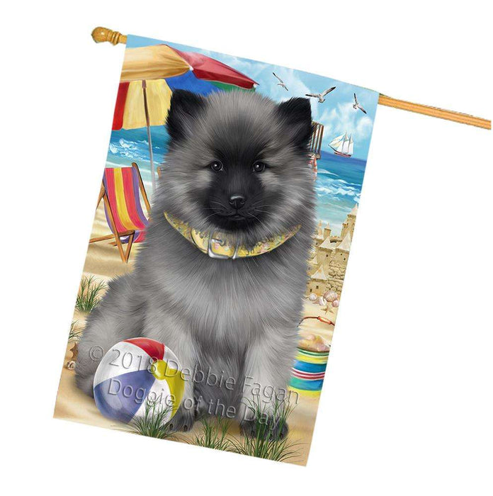 Pet Friendly Beach Keeshond Dog House Flag FLG51715