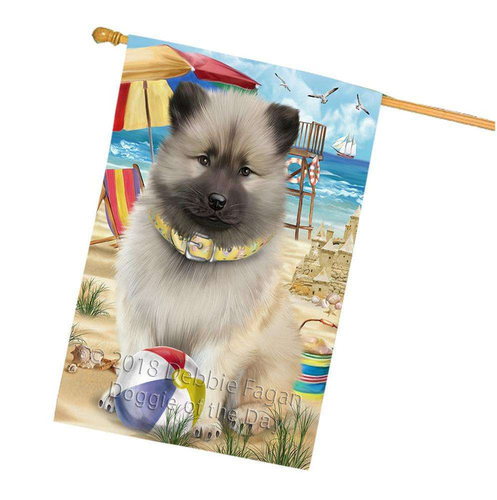 Pet Friendly Beach Keeshond Dog House Flag FLG51716