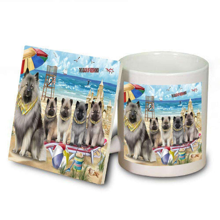 Pet Friendly Beach Keeshond Dog Mug and Coaster Set MUC51572