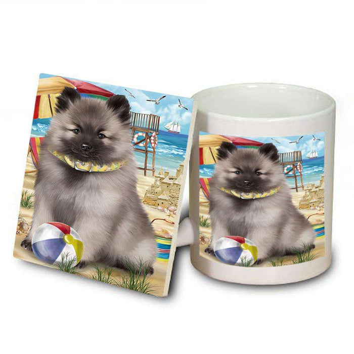 Pet Friendly Beach Keeshond Dog Mug and Coaster Set MUC51573