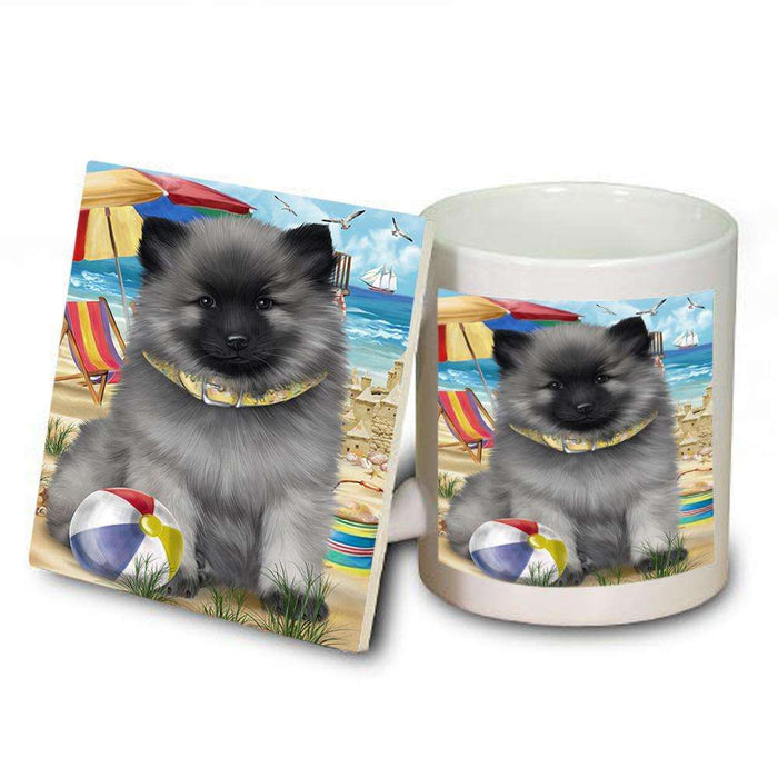 Pet Friendly Beach Keeshond Dog Mug and Coaster Set MUC51574