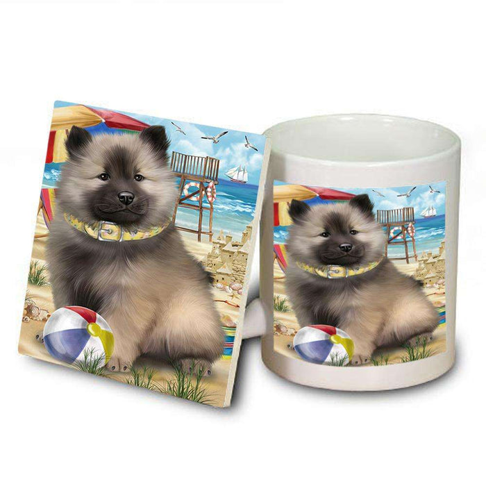Pet Friendly Beach Keeshond Dog Mug and Coaster Set MUC51576