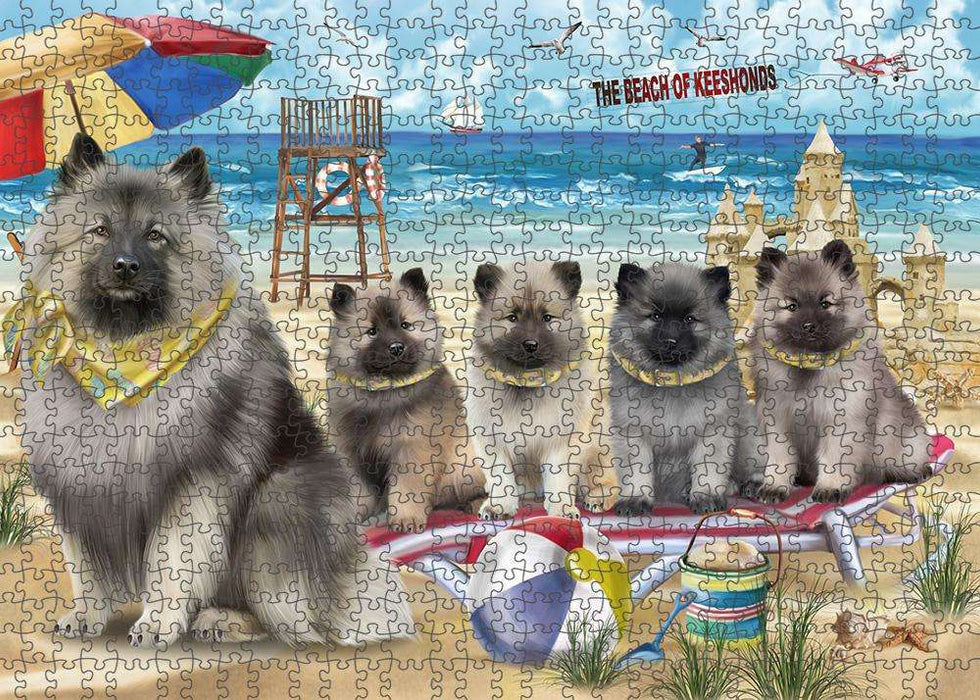 Pet Friendly Beach Keeshond Dog Puzzle with Photo Tin PUZL58827