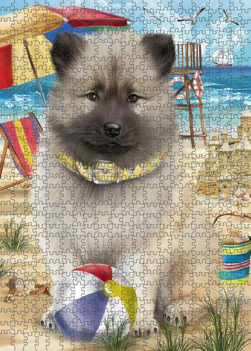 Pet Friendly Beach Keeshond Dog Puzzle with Photo Tin PUZL58836