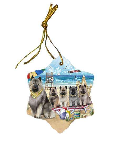 Pet Friendly Beach Keeshond Dog Star Porcelain Ornament SPOR51571