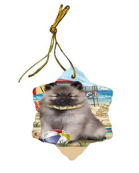 Pet Friendly Beach Keeshond Dog Star Porcelain Ornament SPOR51572