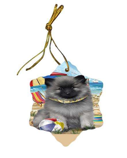 Pet Friendly Beach Keeshond Dog Star Porcelain Ornament SPOR51573