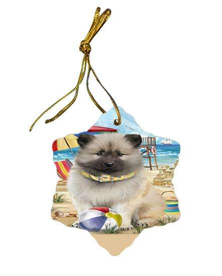 Pet Friendly Beach Keeshond Dog Star Porcelain Ornament SPOR51574