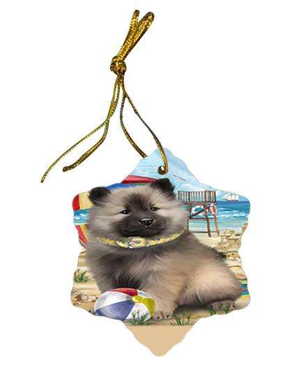 Pet Friendly Beach Keeshond Dog Star Porcelain Ornament SPOR51575