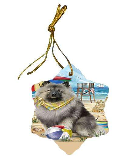 Pet Friendly Beach Keeshond Dog Star Porcelain Ornament SPOR51576