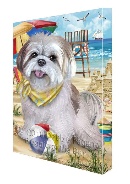 Pet Friendly Beach Lhasa Apso Dog Canvas Wall Art CVS66175