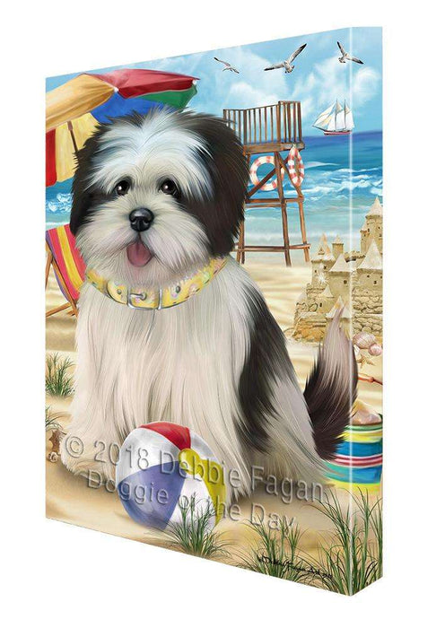 Pet Friendly Beach Lhasa Apso Dog Canvas Wall Art CVS66184
