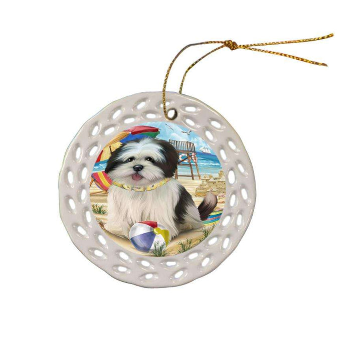 Pet Friendly Beach Lhasa Apso Dog Ceramic Doily Ornament DPOR50048