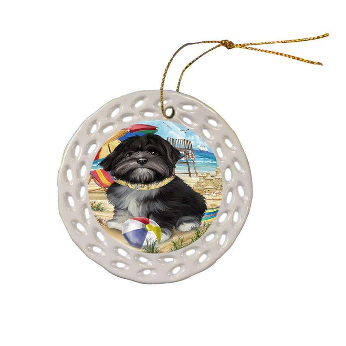 Pet Friendly Beach Lhasa Apso Dog Ceramic Doily Ornament DPOR50050