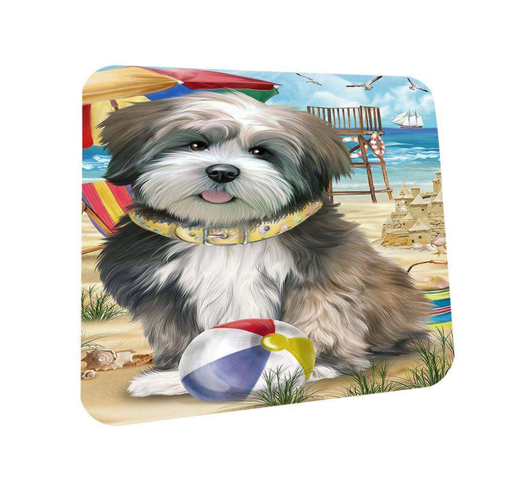Pet Friendly Beach Lhasa Apso Dog Coasters Set of 4 CST50008 Coasters Set of 4 CST50008