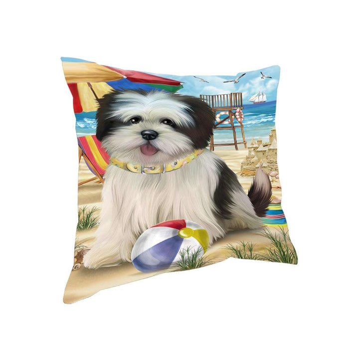 Pet Friendly Beach Lhasa Apso Dog Pillow PIL56048