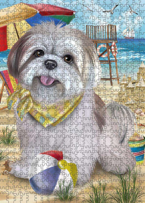 Pet Friendly Beach Lhasa Apso Dog Puzzle with Photo Tin PUZL53847