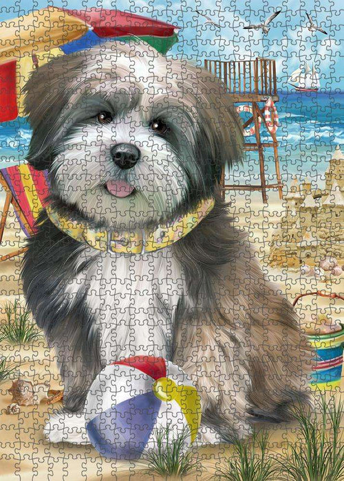 Pet Friendly Beach Lhasa Apso Dog Puzzle with Photo Tin PUZL53853
