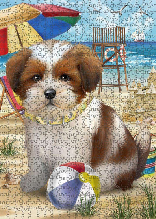 Pet Friendly Beach Lhasa Apso Dog Puzzle with Photo Tin PUZL53859