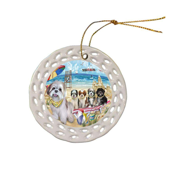 Pet Friendly Beach Lhasa Apsos Dog Ceramic Doily Ornament DPOR50046