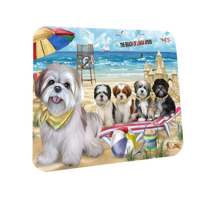 Pet Friendly Beach Lhasa Apsos Dog Coasters Set of 4 CST50005 Coasters Set of 4 CST50005