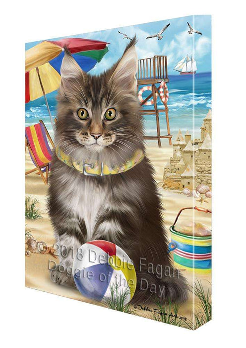 Pet Friendly Beach Maine Coon Cat Canvas Print Wall Art Décor CVS81539