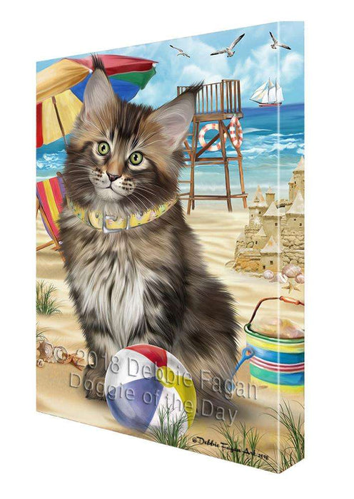 Pet Friendly Beach Maine Coon Cat Canvas Print Wall Art Décor CVS81548