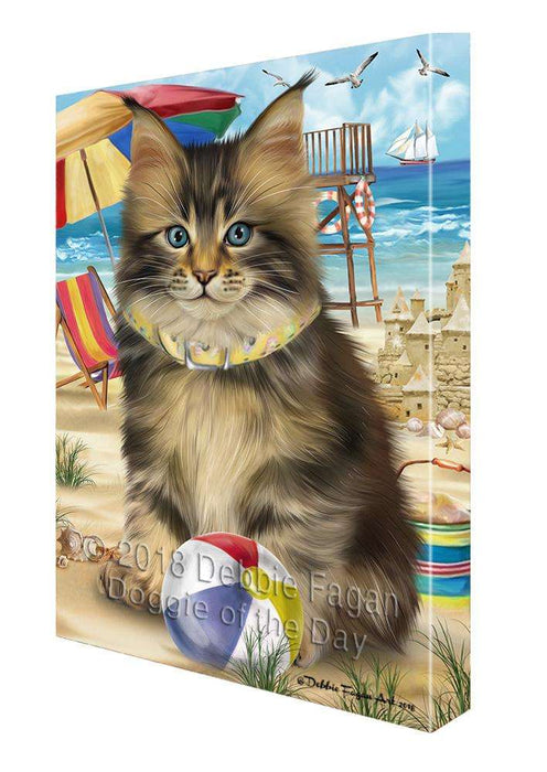 Pet Friendly Beach Maine Coon Cat Canvas Print Wall Art Décor CVS81557