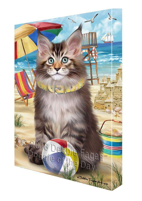 Pet Friendly Beach Maine Coon Cat Canvas Print Wall Art Décor CVS81566