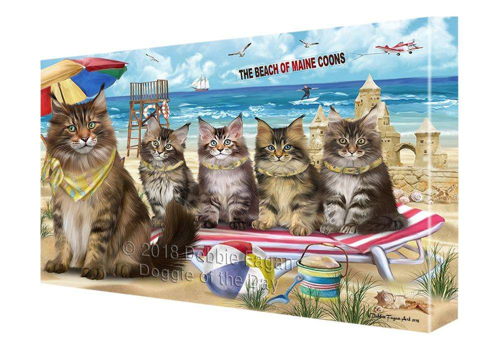 Pet Friendly Beach Maine Coon Cat Canvas Print Wall Art Décor CVS81584