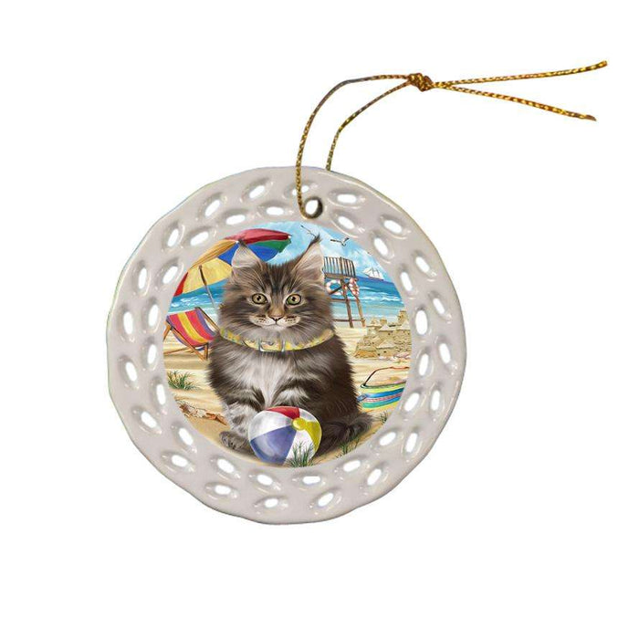 Pet Friendly Beach Maine Coon Cat Ceramic Doily Ornament DPOR51586