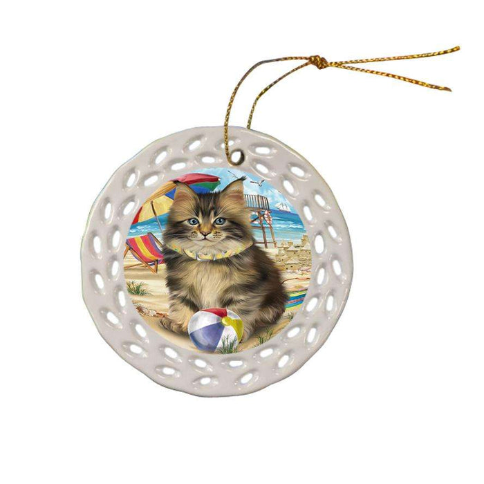 Pet Friendly Beach Maine Coon Cat Ceramic Doily Ornament DPOR51588