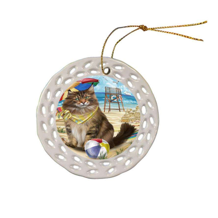 Pet Friendly Beach Maine Coon Cat Ceramic Doily Ornament DPOR51590