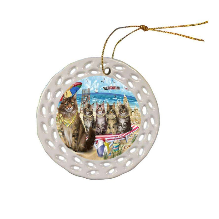 Pet Friendly Beach Maine Coon Cat Ceramic Doily Ornament DPOR51591