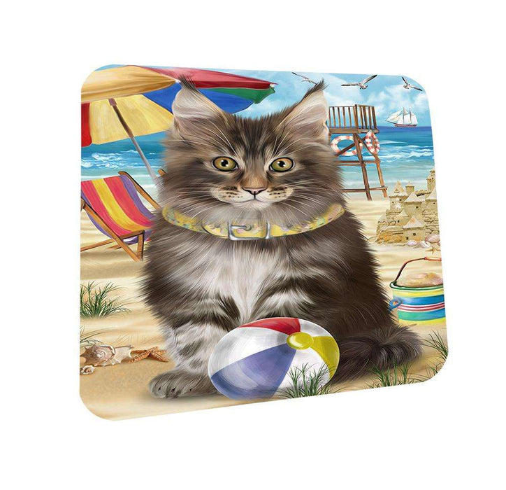 Pet Friendly Beach Maine Coon Cat Coasters Set of 4 CST51545