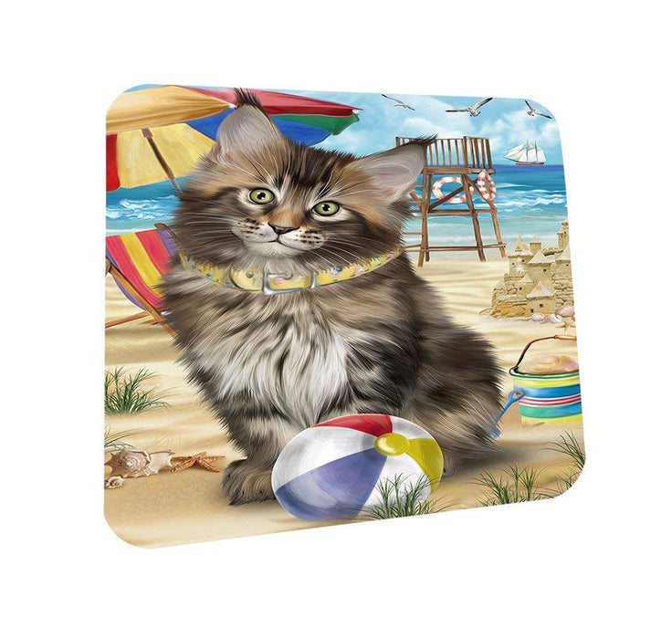 Pet Friendly Beach Maine Coon Cat Coasters Set of 4 CST51546