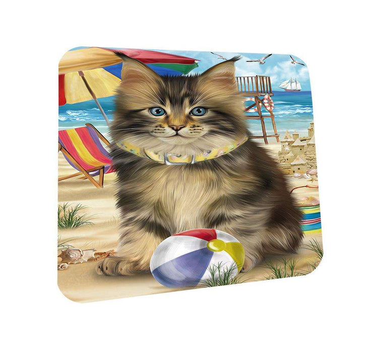 Pet Friendly Beach Maine Coon Cat Coasters Set of 4 CST51547