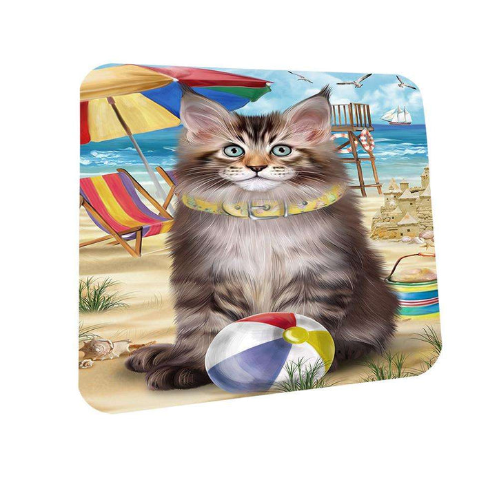 Pet Friendly Beach Maine Coon Cat Coasters Set of 4 CST51548