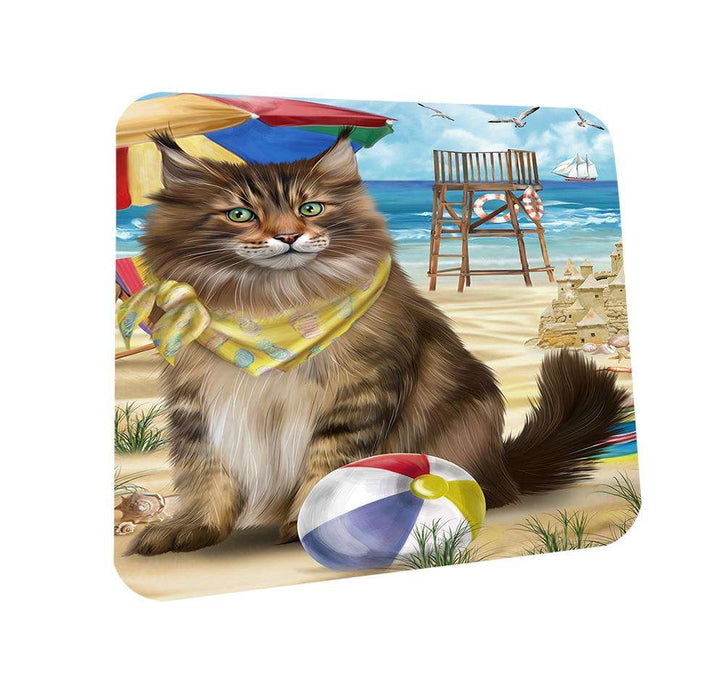 Pet Friendly Beach Maine Coon Cat Coasters Set of 4 CST51549