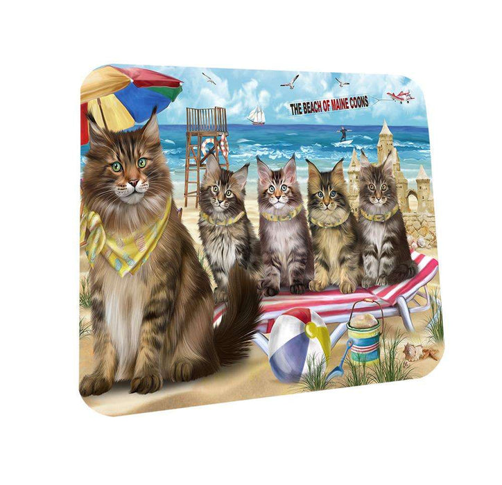 Pet Friendly Beach Maine Coon Cat Coasters Set of 4 CST51550