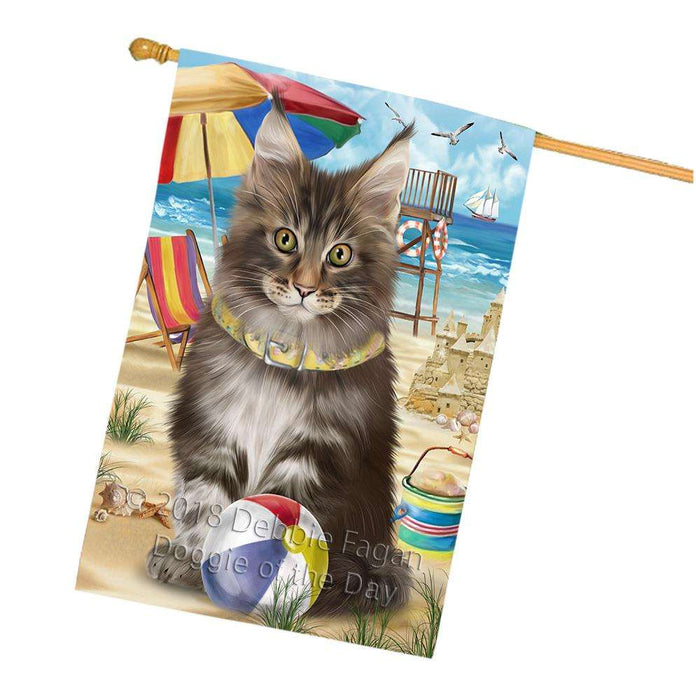 Pet Friendly Beach Maine Coon Cat House Flag FLG51719
