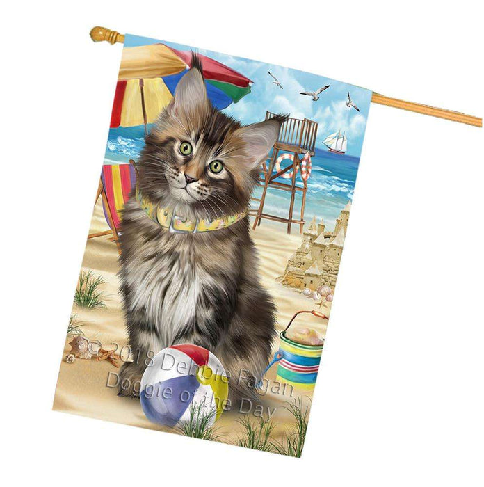 Pet Friendly Beach Maine Coon Cat House Flag FLG51720
