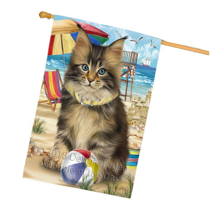 Pet Friendly Beach Maine Coon Cat House Flag FLG51721