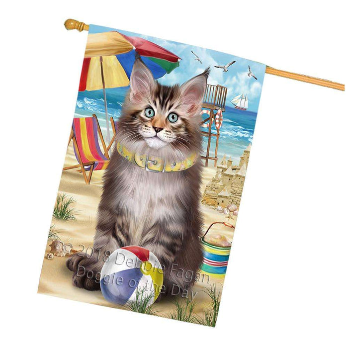 Pet Friendly Beach Maine Coon Cat House Flag FLG51722