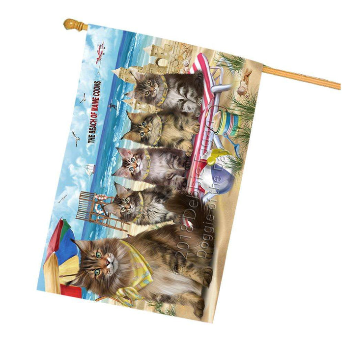Pet Friendly Beach Maine Coon Cat House Flag FLG51724