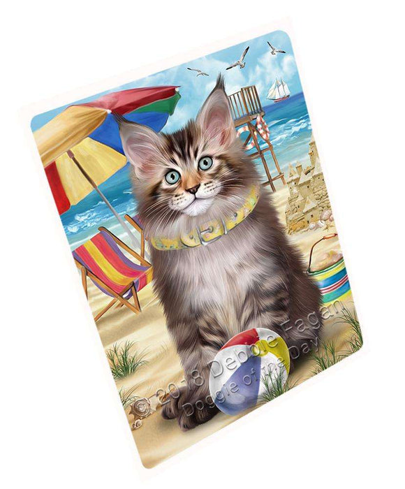 Pet Friendly Beach Maine Coon Cat Large Refrigerator / Dishwasher Magnet RMAG70032