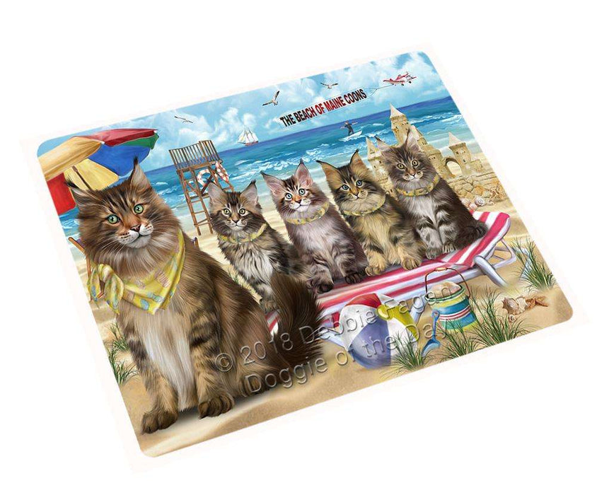 Pet Friendly Beach Maine Coon Cat Large Refrigerator / Dishwasher Magnet RMAG70044