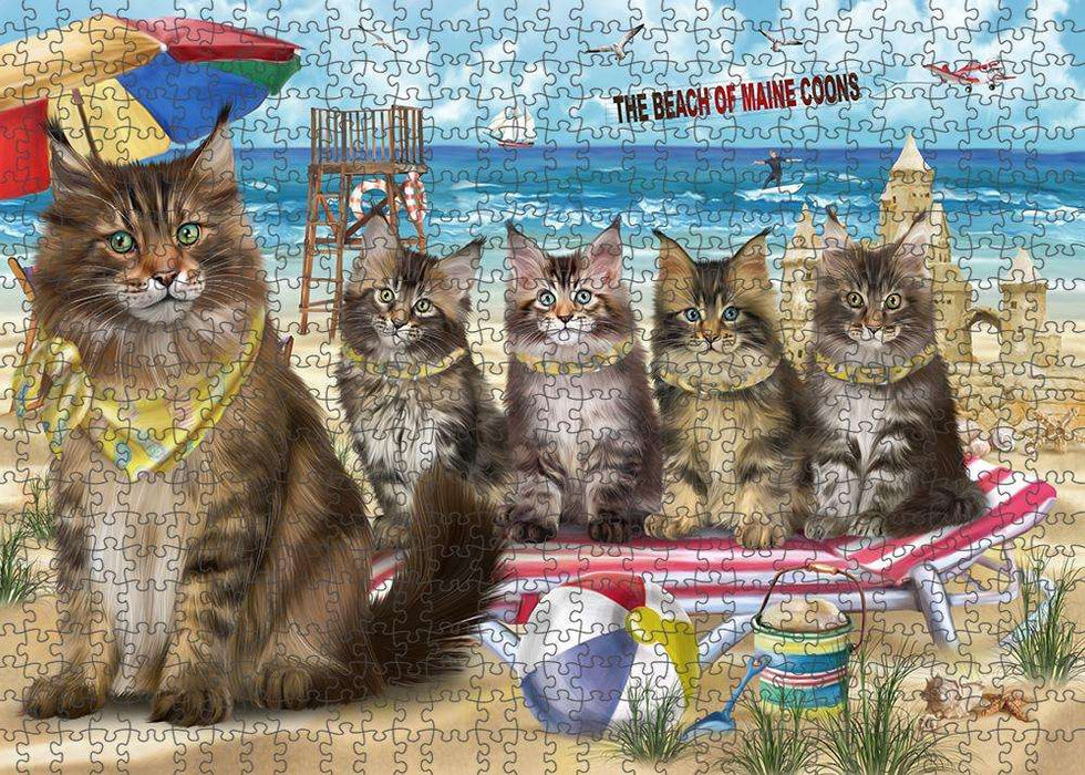 Pet Friendly Beach Maine Coon Cat Puzzle with Photo Tin PUZL58860